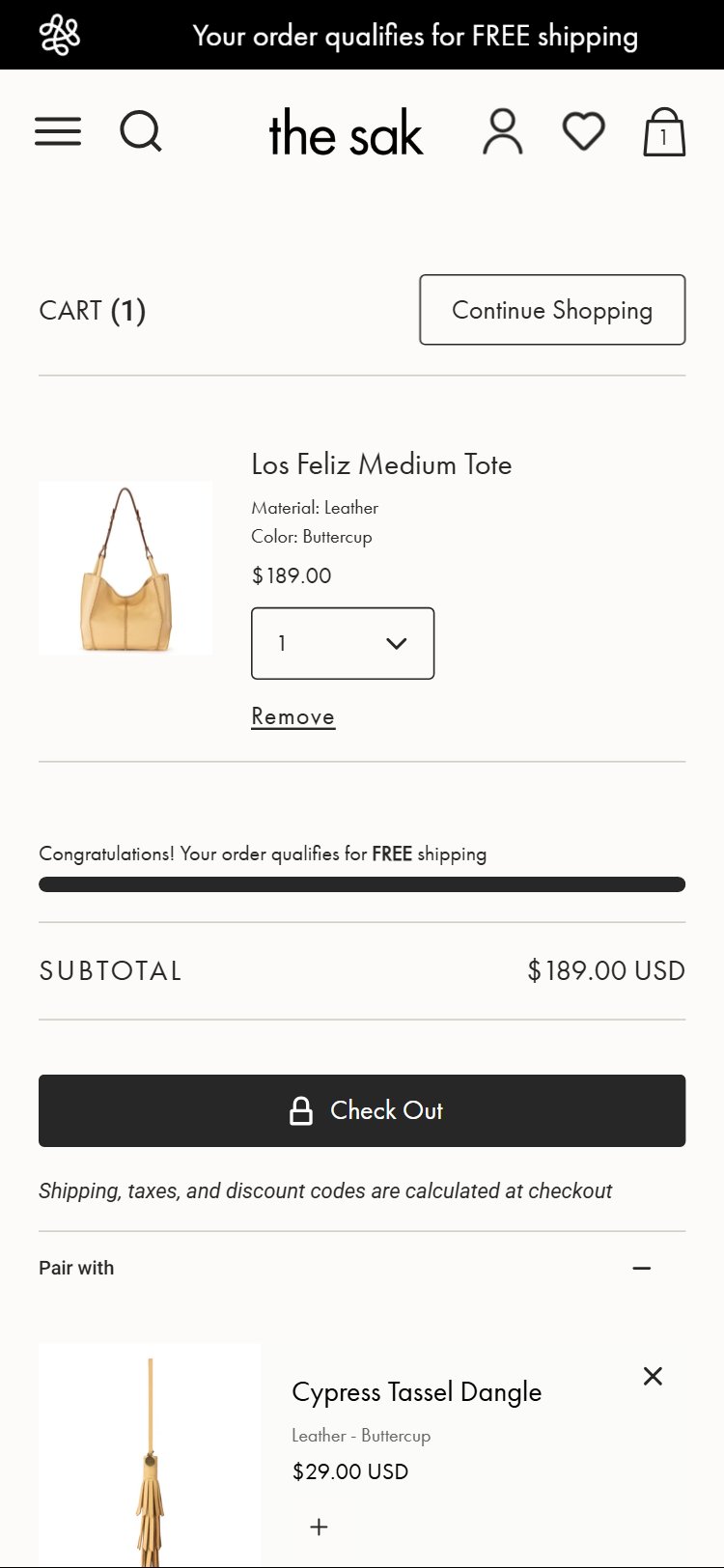 The Sak — Cart Page